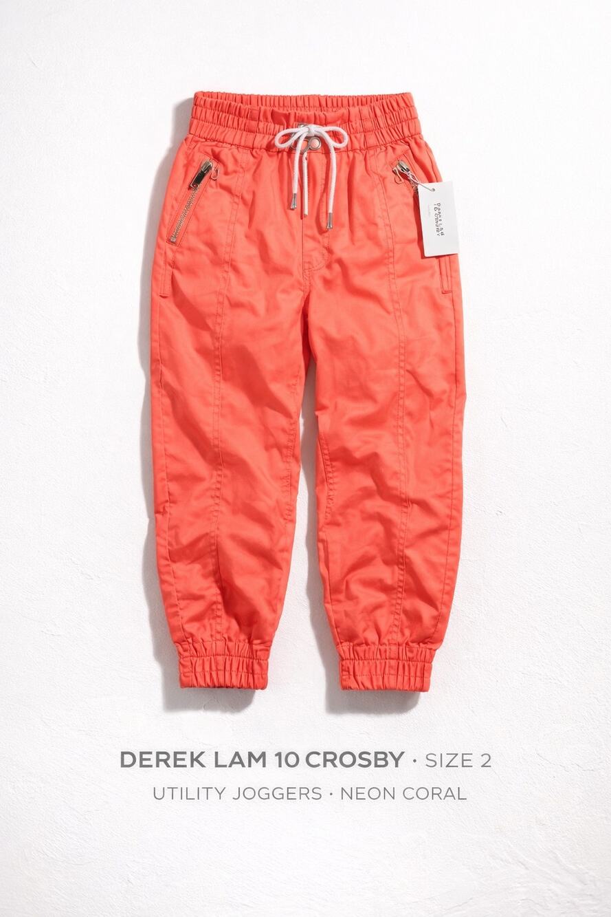 Derek Lam 10 Crosby Womens Kina Utility Joggers Size 2 iNeon Coral NWT